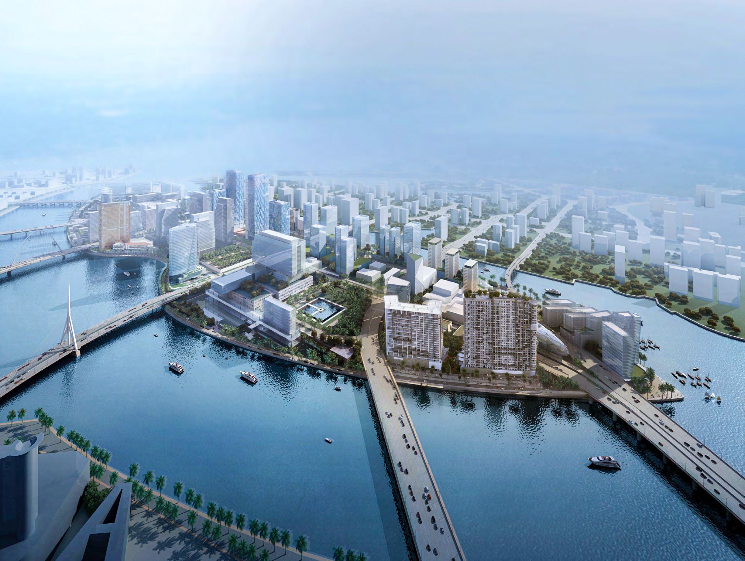 Aerial view of Al Maryah Vista 2 highlighting the canal, marina surroundings, and upscale waterfront residential community in Abu Dhabi.